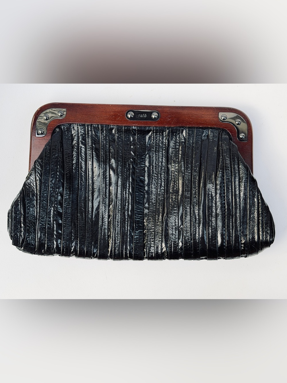 Rafe New York Wood Frame Clutch | Vintage Designer Evening Bag
